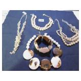 PEARL NECKLACES, WHITE BEADED NECKLACE WITH BROWN