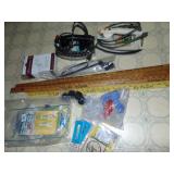 VINTAGE YARD STICKS, CLOTHING IRONS, PICTURE