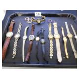 GROUP OF WRISTWATCHES LEATHER BANDS, METAL LINKS