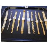 GROUP OF TEN LADIES GOLD TONE AND SILVER TONE