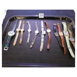 GROUP OF WRISTWATCHES LADIES METAL AND LEATHER