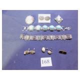 PAIR OF CUFFLINKS POSSIBLY 925 TWO CAMEO PINS,