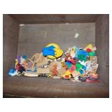 WOODEN TRAIN, WOOD TRACK, PLASTIC FIGURES, WALKIE