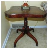 ANTIQUE PEDESTAL SIDE TABLES, GOLD DETAIL,