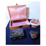 OFF PINK JEWELRY BOX, BASKET WITH BEAR LID, SMALL