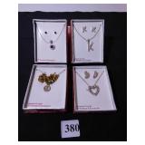 FOUR PENDANT EARRING SETS BOXED GENUINE CRYSTAL