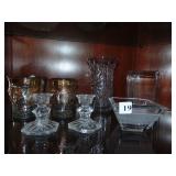 SET OF 4 GLASS WITH GILDED RAISED FRUIT PATTERN,