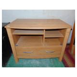TV STAND, GLASS DOORS NEED ATTACHED, 28 H X 26 W