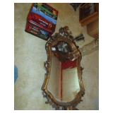 WALL MIRROR 35 X 19 SOME PIECES NEEDS GLUED, TIN,