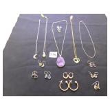 NECKLACES WITH PENDANTS, NINE PAIRS OF EARRINGS
