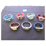 GROUP OF SEVEN WATCHES LEATHER AND LUCITE OR