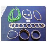 PEARL AND CRYSTAL BEAD NECKLACE, PEARL EARRINGS