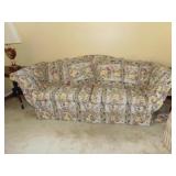 FLORAL SOFA WITH 6 DETACHED THROW PILLOWS, 86X34