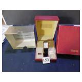 SEIKO QUARTZ WATCH IN ORIGINAL BOX BLACK LEATHER