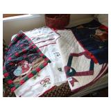 QUILTED TREE SKIRT, TABLE RUNNER, HO HO