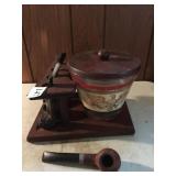 PIPES AND PIPE RACK WITH GLASS TOBACCO HOLDER