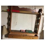 POOL CUE RACK WITH CHILD SIZE POOL CUES AND SHOT