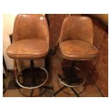 2 BAR STOOLS, BROWN VINYL, SPIN, 30" SEAT HEIGHT