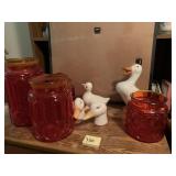DUCK HEAD S & P, AMBERINA JARS 1 WITH LID