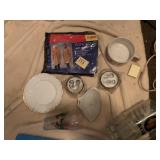 RS GERMAN DISH, PONCHO, 2 HOCKEY PUCKS, SOUP CUPS