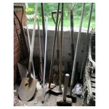 GROUP OF LAWN TOOLS SHOVELS, ETC.