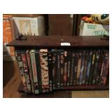 ASSORTED DVDS WITH SHELF