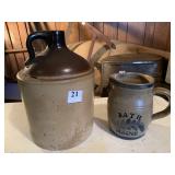 WESTERN STONEWARE JUG AND BATH MAINE CROCK SIGNED