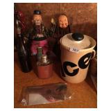 ICE BUCKET, MONK AND CLOWN BOTTLE COVERS, ETC.