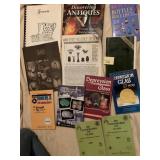 ASSORTED BOOKS ANTIQUES, BOTTLES, FOSTORIA