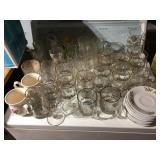 HOLLY GLASSWARE WITH GOLD RIM AND OTHERS