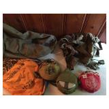 2 ARMY DUFFLE BAGS AND 2 SCOUT MESS KITS,