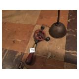 OIL CAN, HAND DRILL, VINTAGE