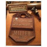 MILLER PLASTIC BAR SIGN, SCHLITZ MALT LIQUOR BEER