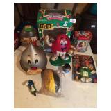 M&M DISPENSERS, HERSHEY KISS DISPENSER, M&M TIN