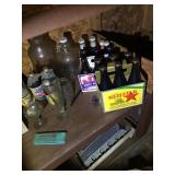 GLASSWARE, GLASS BOTTLES, UNOPENED SODA, BEER