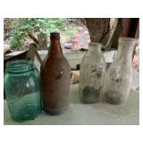 ASSORTED BOTTLES, BIRD TOP PLANTER