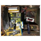 CRATE WITH MODEL TRAIN PARTS, CHESSIE ENGINE,