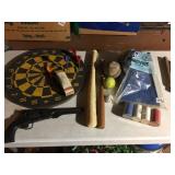 DART BOARD, NUM CHUCKS, MINI PIRATES BACK, NEW
