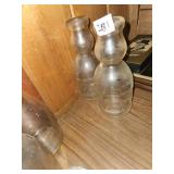 2 OTTO MILK BOTTLES, 1 QUART, UNUSUAL SHAPE