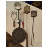 VINTAGE KITCHEN UTENSILS, FIREPLACE PIE MAKER,