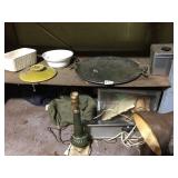 GREEN GLASS LAMP WITH MARBLE BASE, GOOSENECK DESK