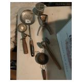 WOOD HANDLE ICE-CREAM SCOUP, OTHER UTENSILS