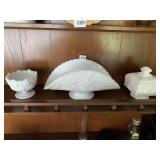 MILK GLASS BOWL, DECORATIVE BOWL, CERAMIC COVERED