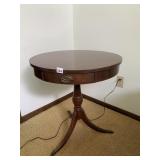 MAHOGANY CENTER DRAWER MERSMAN SIDE TABLE CARVED