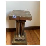 16" H PLASTER GOLD TONE PILLAR SOME PEELING PAINT