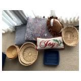 THROW PILLOWS, BASKETS