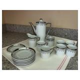 SILVER RIM DEMITASSE TEA SET