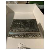 HARVEST SCENE VELVET LINED FOOTED BOX