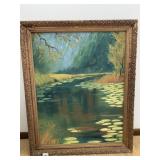 31.5" X 25.5" WIDE CREEKSIDE SCENE ON CANVAS