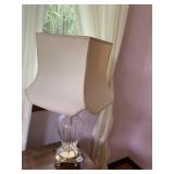 CRYSTAL BASE LAMP W/ SQ. SHADE